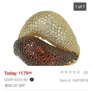 Suzy Levian Pave Ring  Red & CZ Gold Tone SZ8